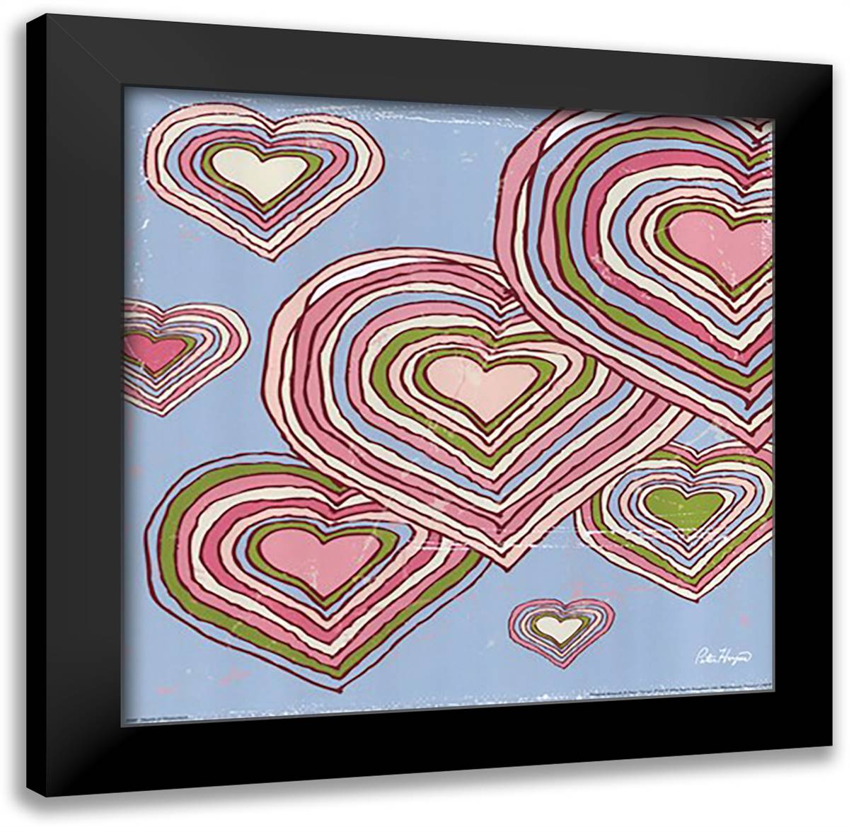 Hearts in Dreamland 16x16 Black Modern Wood Framed Art Print Poster by Horjus, Peter