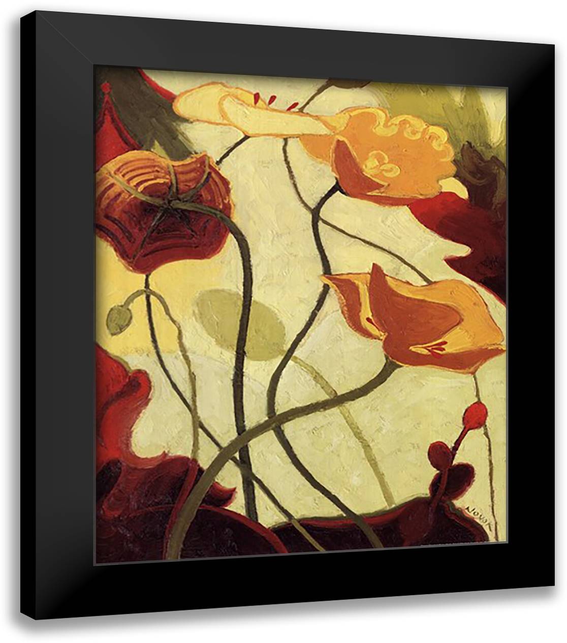 Tres Vignes III 20x24 Black Modern Wood Framed Art Print Poster by Novak, Shirley