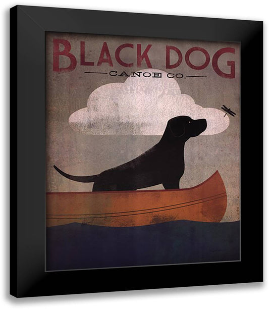 Black Dog Canoe 26x32 Black Modern Wood Framed Art Print Poster by Fowler, Ryan