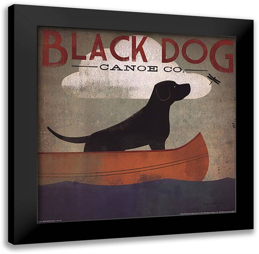 Black Dog Canoe 16x16 Black Modern Wood Framed Art Print Poster by Fowler, Ryan