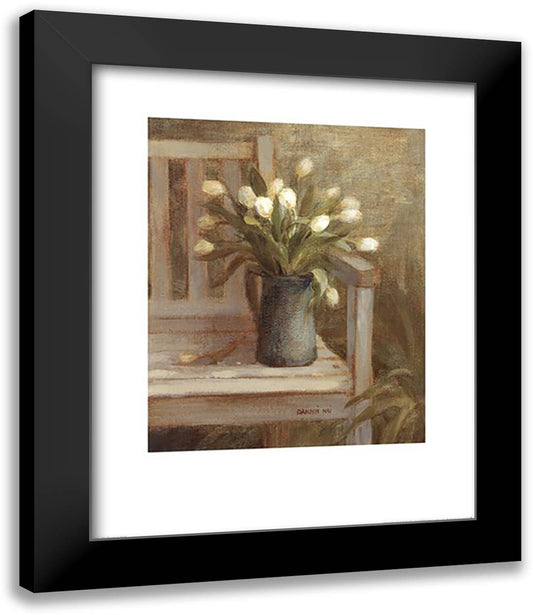 Tulip Bouquet on Bench 15x18 Black Modern Wood Framed Art Print Poster by Nai, Danhui