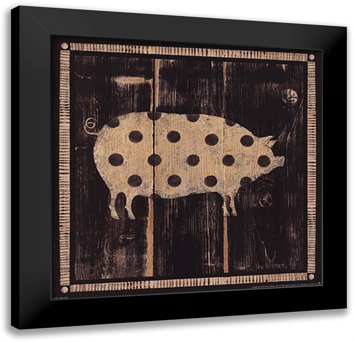Polka Pig I 14x14 Black Modern Wood Framed Art Print Poster by Hilliker, Lisa