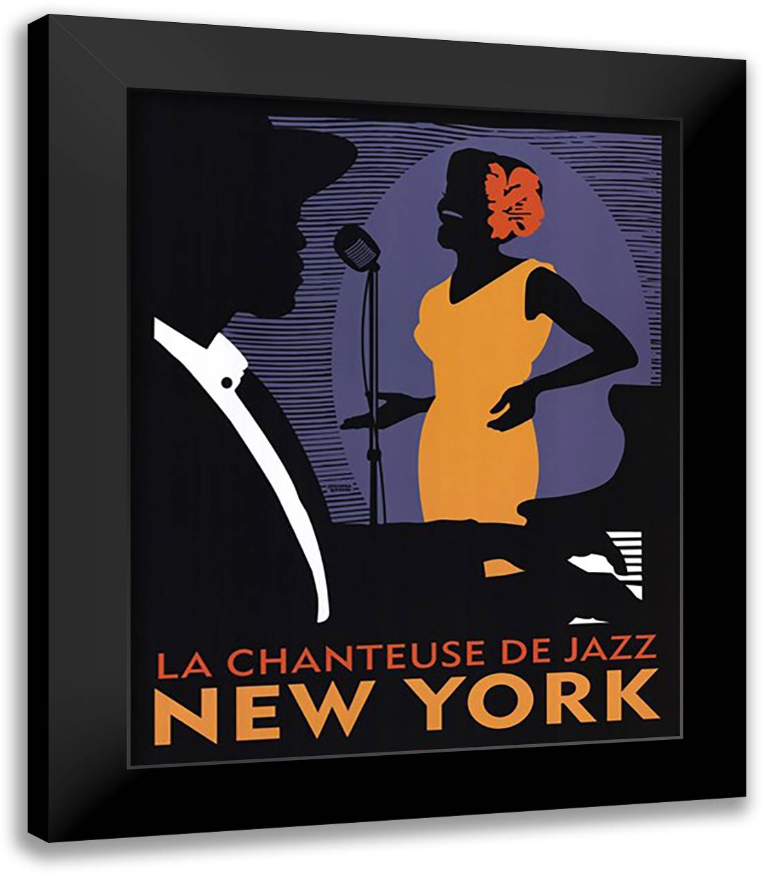 La Chanteuse de Jazz 26x32 Black Modern Wood Framed Art Print Poster by Kriesel, Johanna