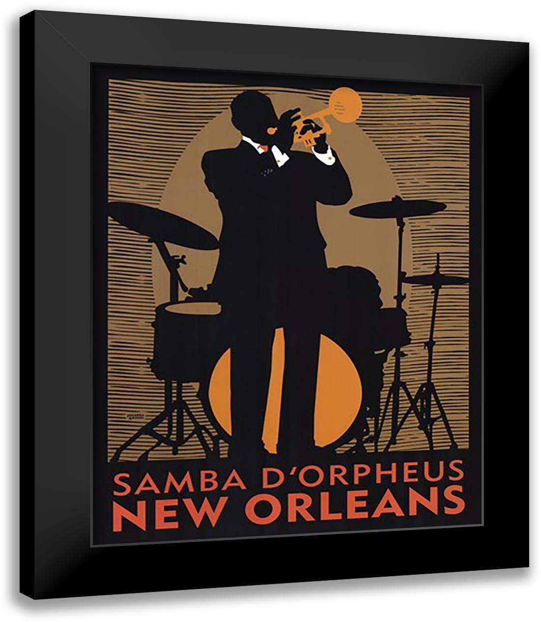 Samba D'Orpheus 26x32 Black Modern Wood Framed Art Print Poster by Kriesel, Johanna
