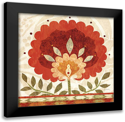 Ikat Bloom II 28x28 Black Modern Wood Framed Art Print Poster by Schlabach, Sue