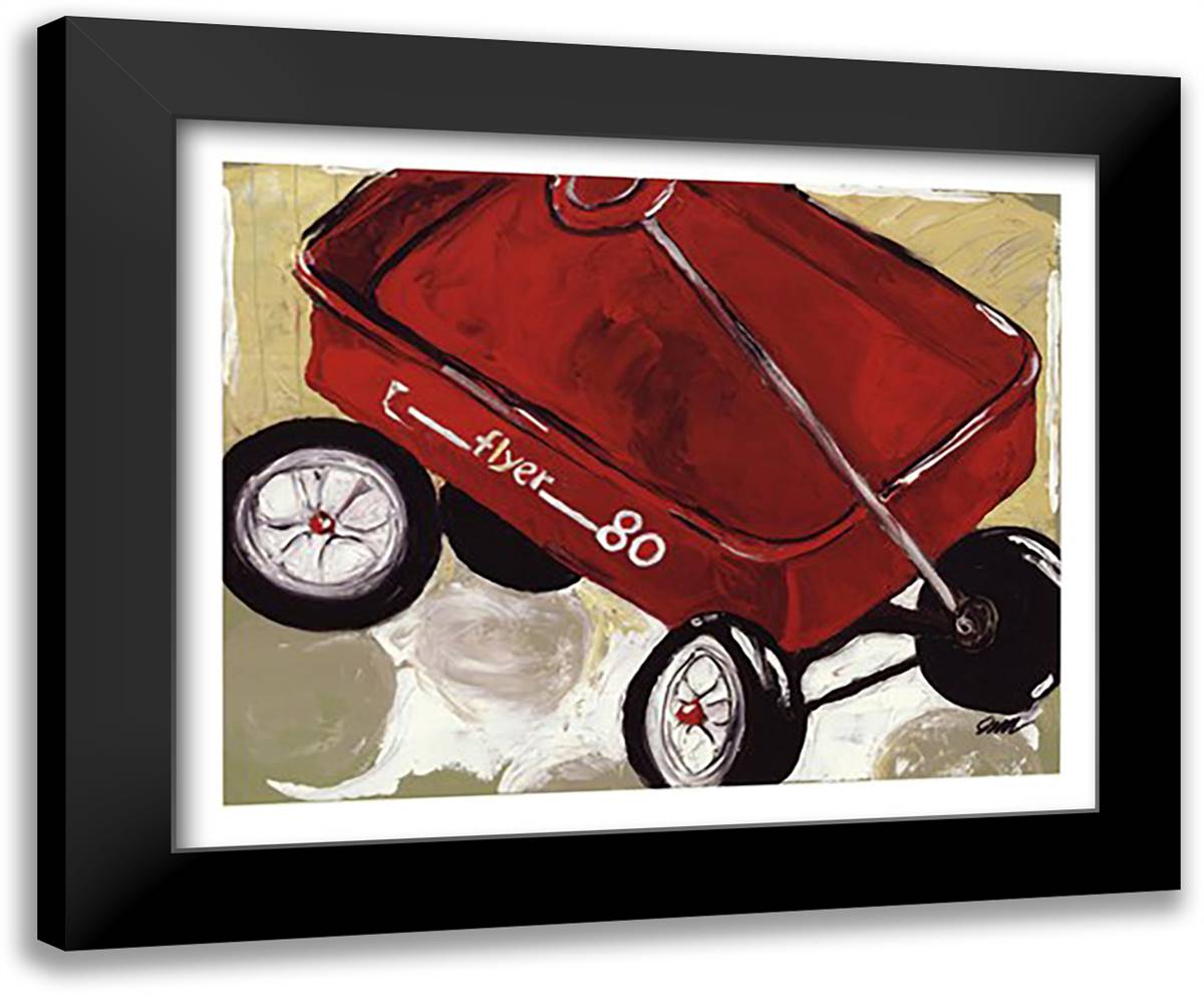 Little Red Wagon 24x20 Black Modern Wood Framed Art Print Poster by Gilmore, Julia