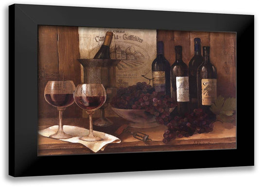 Vintage Wine 40x28 Black Modern Wood Framed Art Print Poster by Hristova, Albena