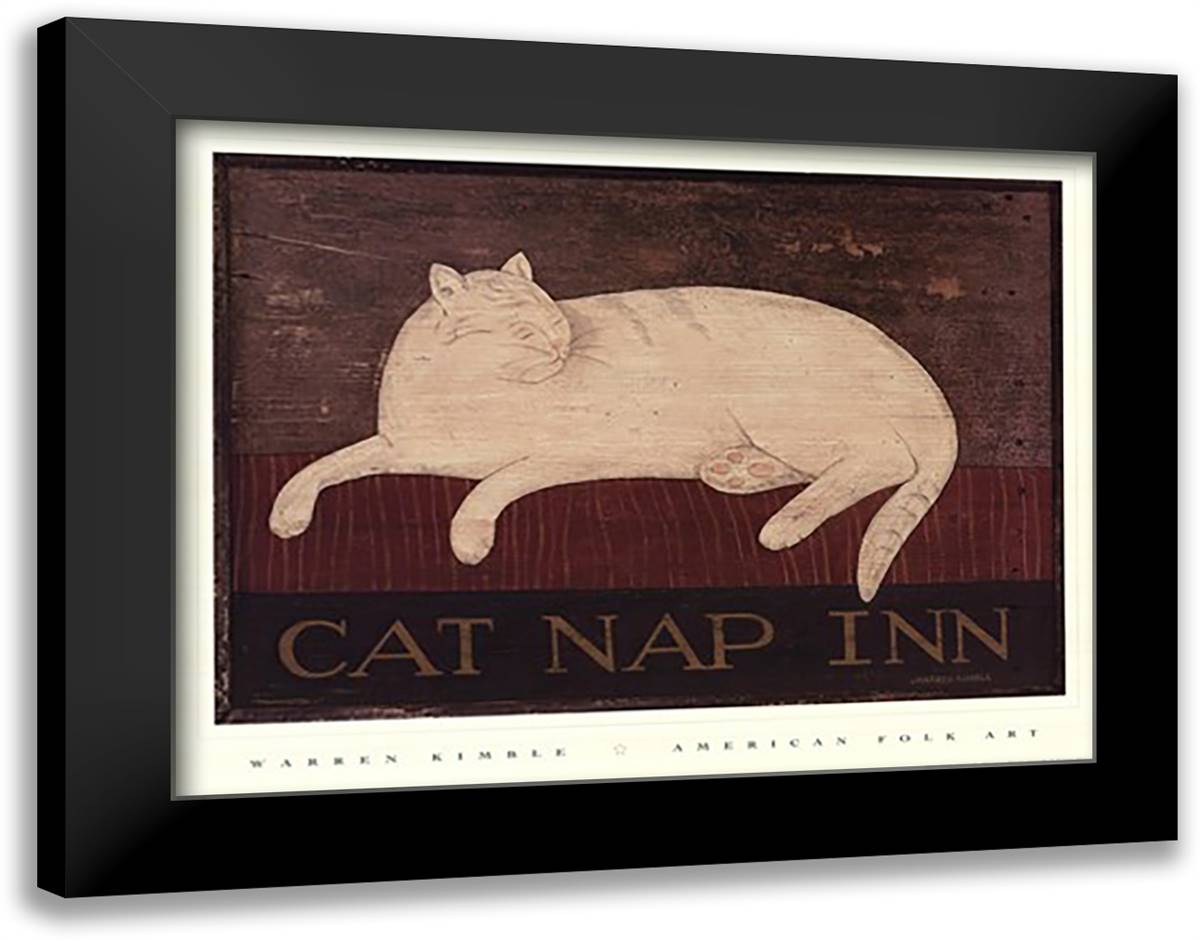 Cat Nap Inn 28x22 Black Modern Wood Framed Art Print Poster by Kimble, Warren