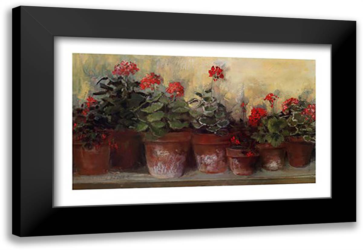 Kathleen's Geraniums 36x24 Black Modern Wood Framed Art Print Poster by Rowan, Carol