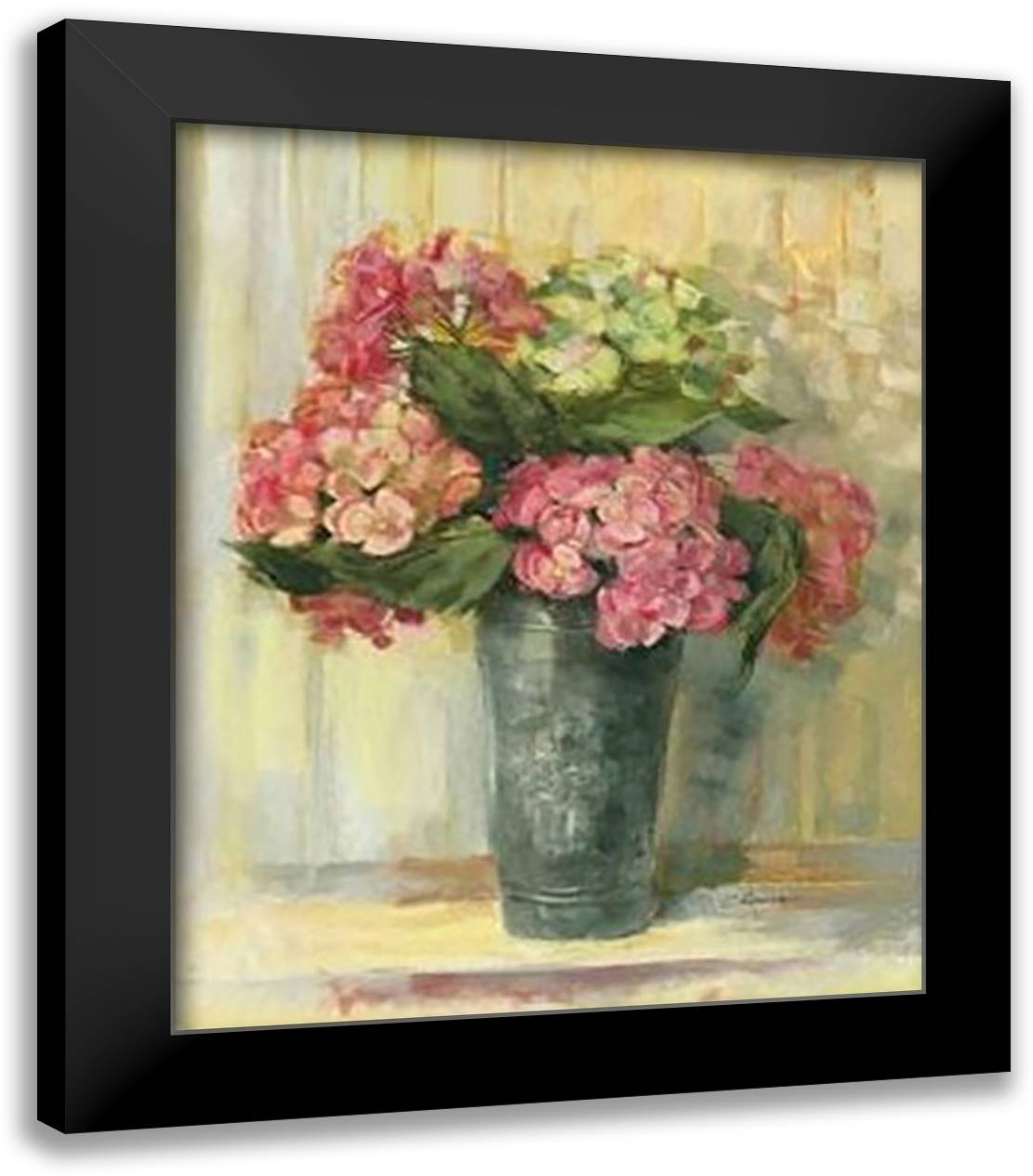 Pink Hydrangea 20x24 Black Modern Wood Framed Art Print Poster by Rowan, Carol