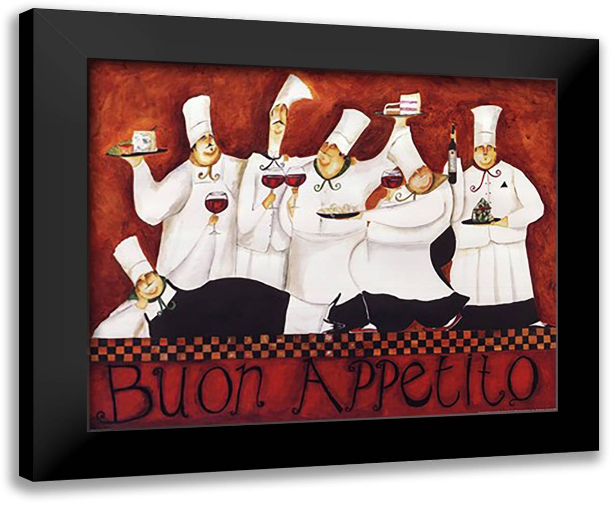 Buon Appetito 24x20 Black Modern Wood Framed Art Print Poster by Garant, Jennifer