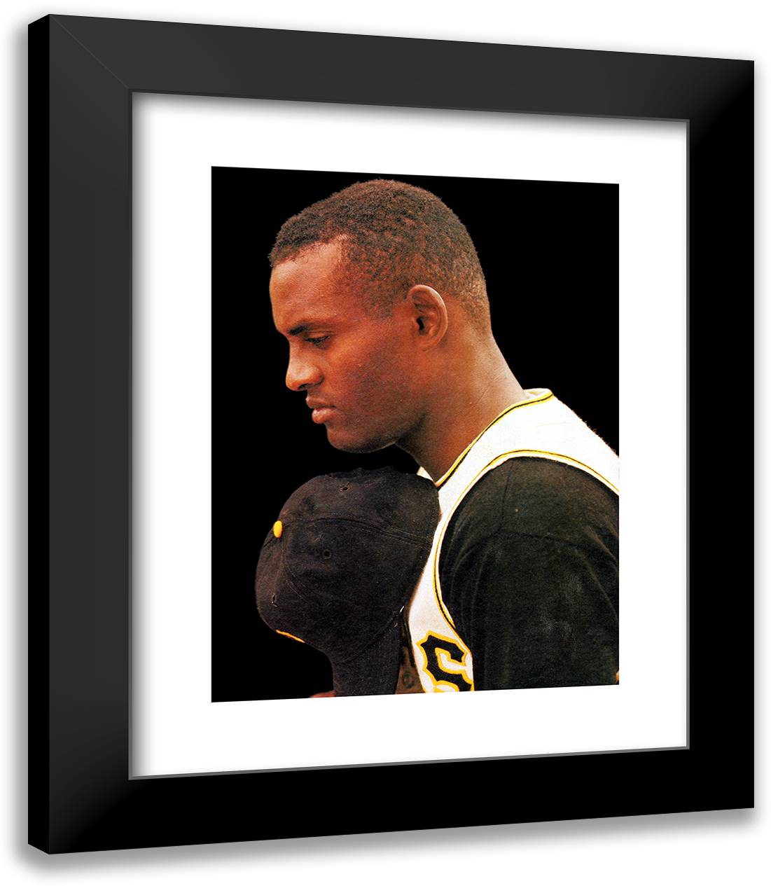 Roberto Clemente 20x24 Black Modern Wood Framed Art Print Poster