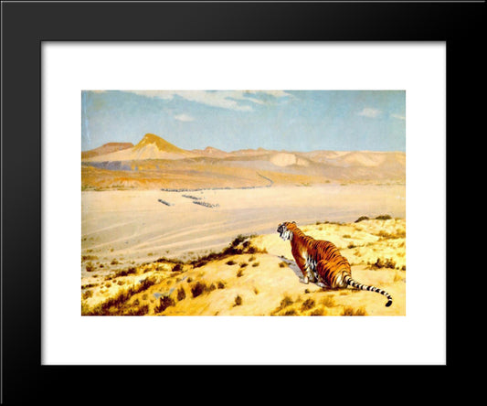 Tiger On The Watch 20x24 Black Modern Wood Framed Art Print Poster by Gerome, Jean Leon
