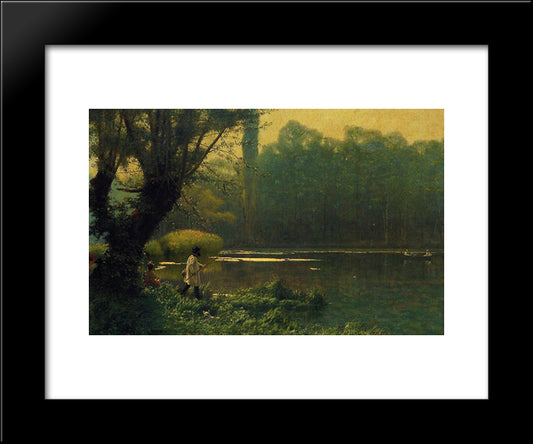 Summer Afternoon On A Lake 20x24 Black Modern Wood Framed Art Print Poster by Gerome, Jean Leon