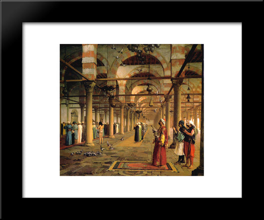 Public Prayer In The Mosque Of Amr, Cairo 20x24 Black Modern Wood Framed Art Print Poster by Gerome, Jean Leon