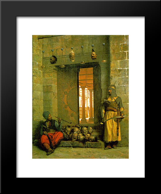 Heads Of The Rebel Beys At The Mosque Of El Hasanein, Cairo 20x24 Black Modern Wood Framed Art Print Poster by Gerome, Jean Leon
