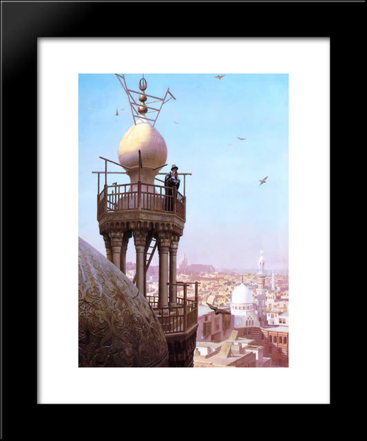 Un Muezzin Appelant Du Haut Du Minaret Les Fideles A La Priere 20x24 Black Modern Wood Framed Art Print Poster by Gerome, Jean Leon