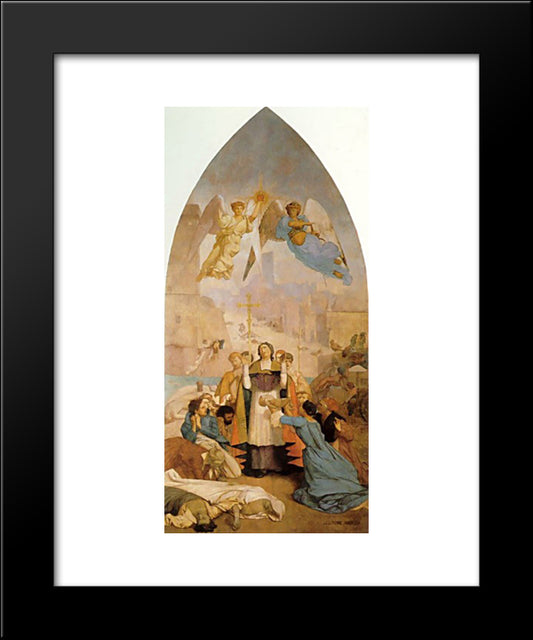 Belzunc Making A Vow To The Sacred Heart During The Plague In Marseilles 20x24 Black Modern Wood Framed Art Print Poster by Gerome, Jean Leon