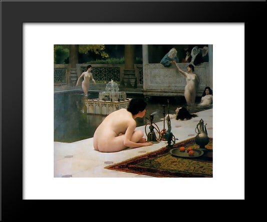 Allumeuse De Narghile 20x24 Black Modern Wood Framed Art Print Poster by Gerome, Jean Leon