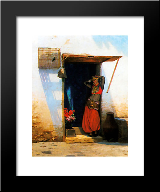 Woman Of Cairo At Her Door 20x24 Black Modern Wood Framed Art Print Poster by Gerome, Jean Leon