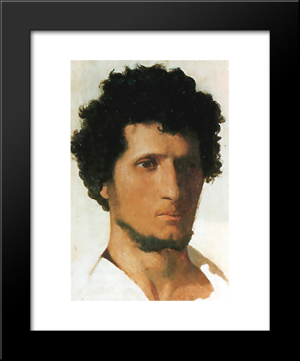 Head Of A Peasant Of The Roman Campagna 20x24 Black Modern Wood Framed Art Print Poster by Gerome, Jean Leon