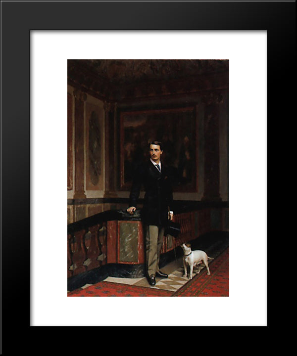 The Duc De La Rochefoucauld-Doudeauville With His Terrier 20x24 Black Modern Wood Framed Art Print Poster by Gerome, Jean Leon