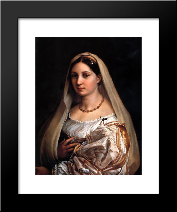 La Donna Velata 20x24 Black Modern Wood Framed Art Print Poster by Raphael