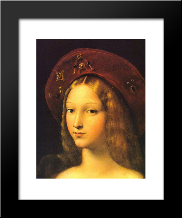 Joanna Of Aragon [Detail] 20x24 Black Modern Wood Framed Art Print Poster by Raphael