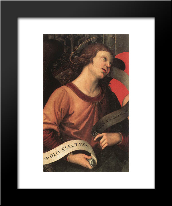 Angel (Fragment Of The Baronci Altarpiece) 20x24 Black Modern Wood Framed Art Print Poster by Raphael