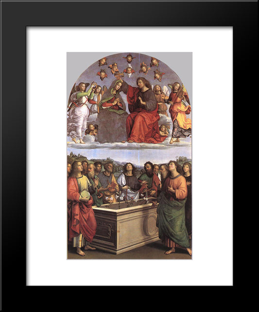 The Crowning Of The Virgin (Oddi Altar) 20x24 Black Modern Wood Framed Art Print Poster by Raphael