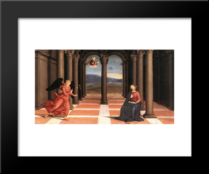 The Annunciation (Oddi Altar, Predella) 20x24 Black Modern Wood Framed Art Print Poster by Raphael