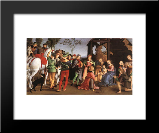 The Adoration Of The Magi (Oddi Altar) 20x24 Black Modern Wood Framed Art Print Poster by Raphael