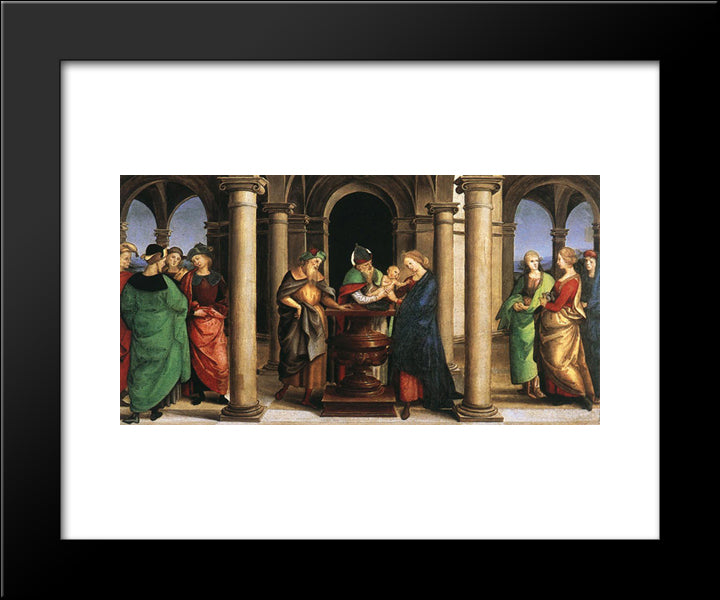 The Presentation In The Temple (Oddi Altar, Predella) 20x24 Black Modern Wood Framed Art Print Poster by Raphael