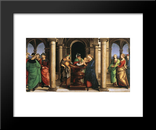 The Presentation In The Temple (Oddi Altar, Predella) 20x24 Black Modern Wood Framed Art Print Poster by Raphael