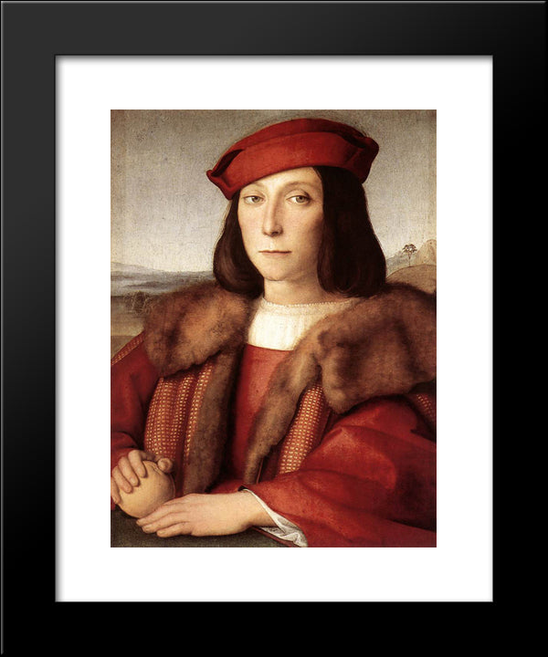 Young Man With An Apple 20x24 Black Modern Wood Framed Art Print Poster by Raphael