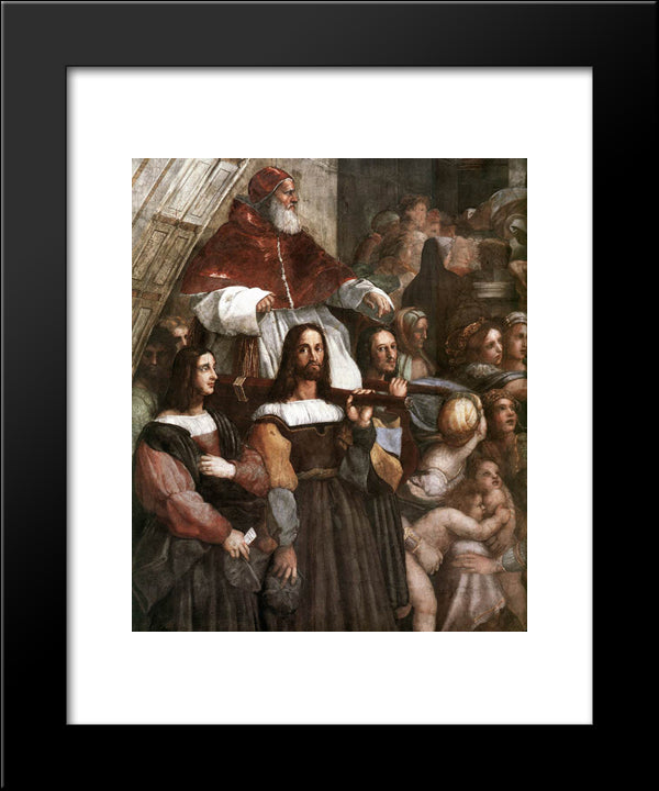 The Expulsion Of Heliodorus From The Temple [Detail: 1] 20x24 Black Modern Wood Framed Art Print Poster by Raphael