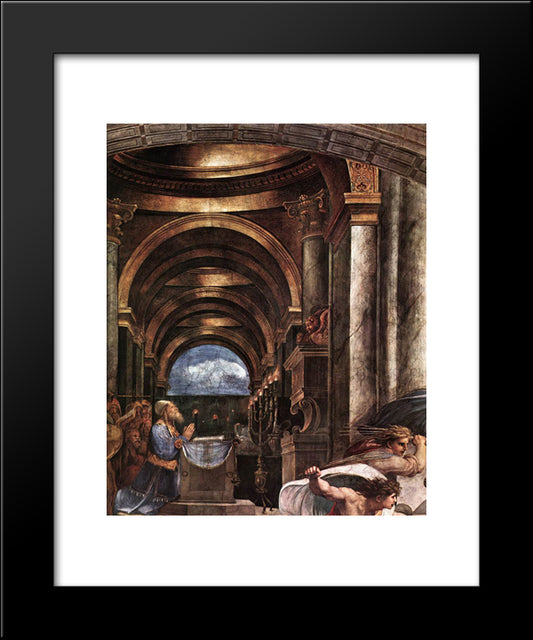 The Expulsion Of Heliodorus From The Temple [Detail: 2] 20x24 Black Modern Wood Framed Art Print Poster by Raphael