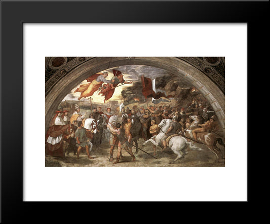 The Meeting Between Leo The Great And Attila 20x24 Black Modern Wood Framed Art Print Poster by Raphael
