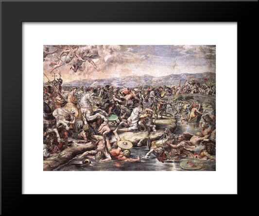 The Battle At Pons Milvius [Detail: 1] 20x24 Black Modern Wood Framed Art Print Poster by Raphael
