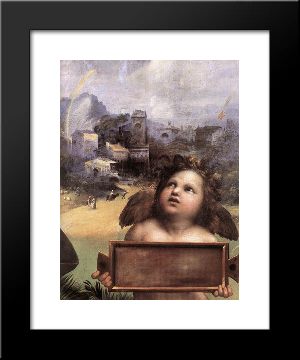 The Madonna Of Foligno [Detail: 1] 20x24 Black Modern Wood Framed Art Print Poster by Raphael
