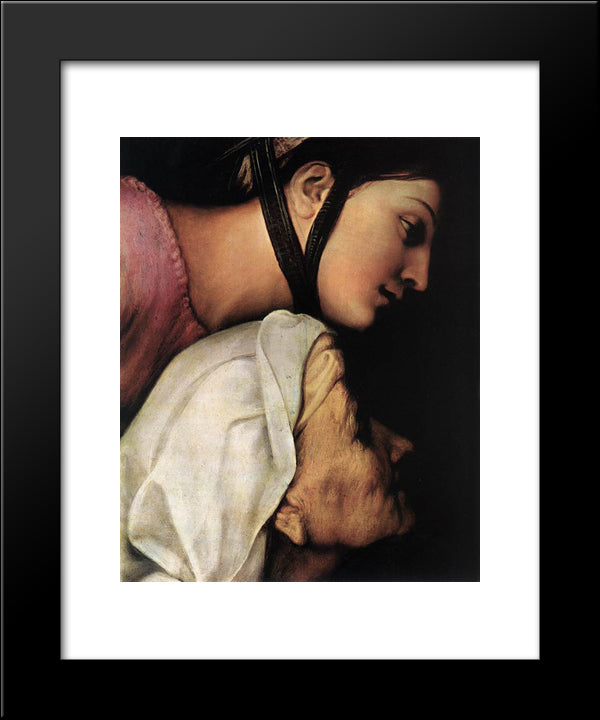 Madonna Dell'Impannata [Detail: 1] 20x24 Black Modern Wood Framed Art Print Poster by Raphael
