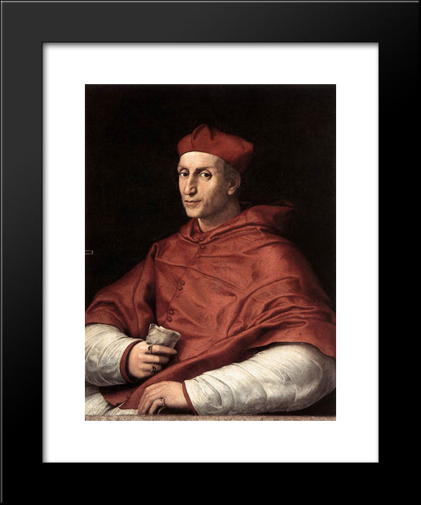 Portrait Of Cardinal Bibbiena 20x24 Black Modern Wood Framed Art Print Poster by Raphael