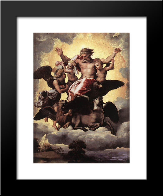 The Vision Of Ezekiel 20x24 Black Modern Wood Framed Art Print Poster by Raphael