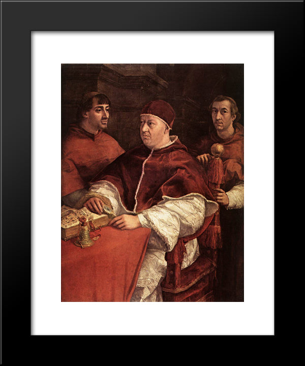 Pope Leo X With Cardinals Giulio De' Medici And Luigi De' Rossi 20x24 Black Modern Wood Framed Art Print Poster by Raphael