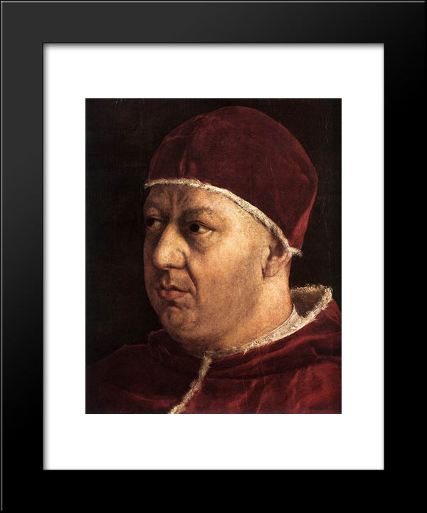 Pope Leo X With Cardinals Giulio De' Medici And Luigi De' Rossi [Detail: 1] 20x24 Black Modern Wood Framed Art Print Poster by Raphael