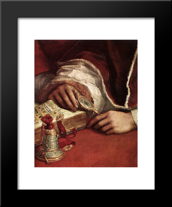 Pope Leo X With Cardinals Giulio De' Medici And Luigi De' Rossi [Detail: 2] 20x24 Black Modern Wood Framed Art Print Poster by Raphael