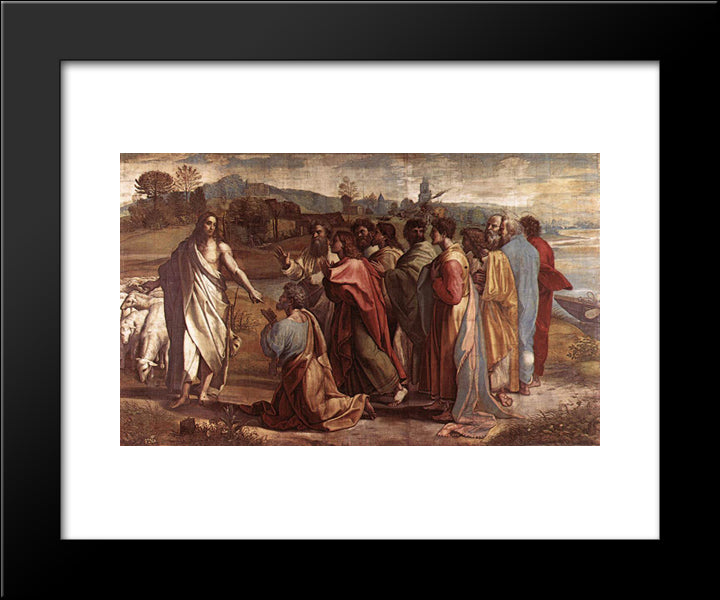 The Handing-Over The Keys 20x24 Black Modern Wood Framed Art Print Poster by Raphael