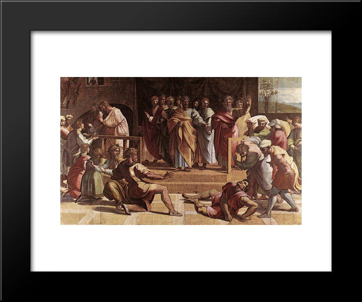 The Death Of Ananias 20x24 Black Modern Wood Framed Art Print Poster by Raphael