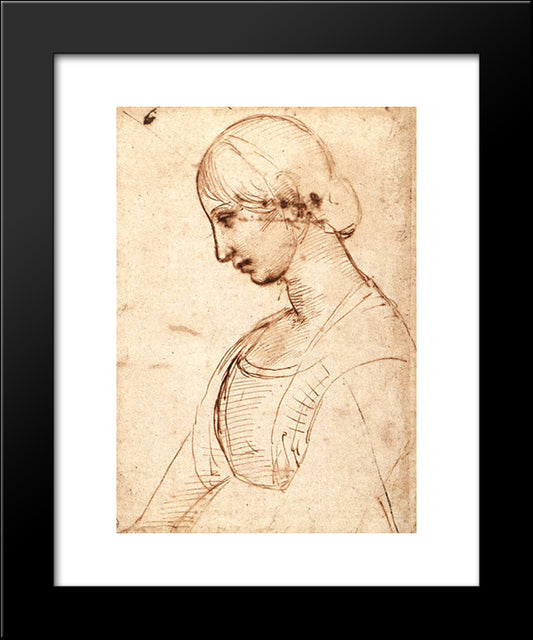 Waist-Length Figure Of A Young Woman 20x24 Black Modern Wood Framed Art Print Poster by Raphael