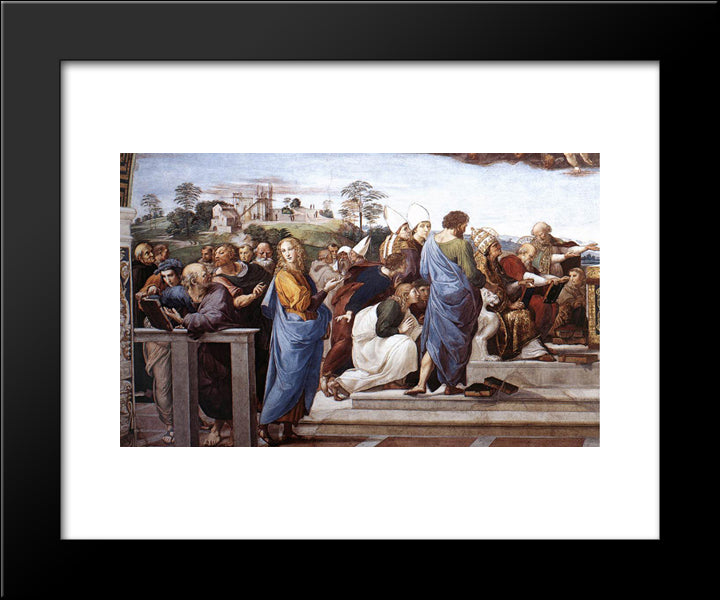 Disputation Of The Holy Sacrament (La Disputa) [Detail: 11] 20x24 Black Modern Wood Framed Art Print Poster by Raphael